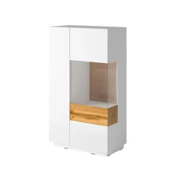 Vaisselier 2 portes ouverture droite Andrea Blanc et Bois