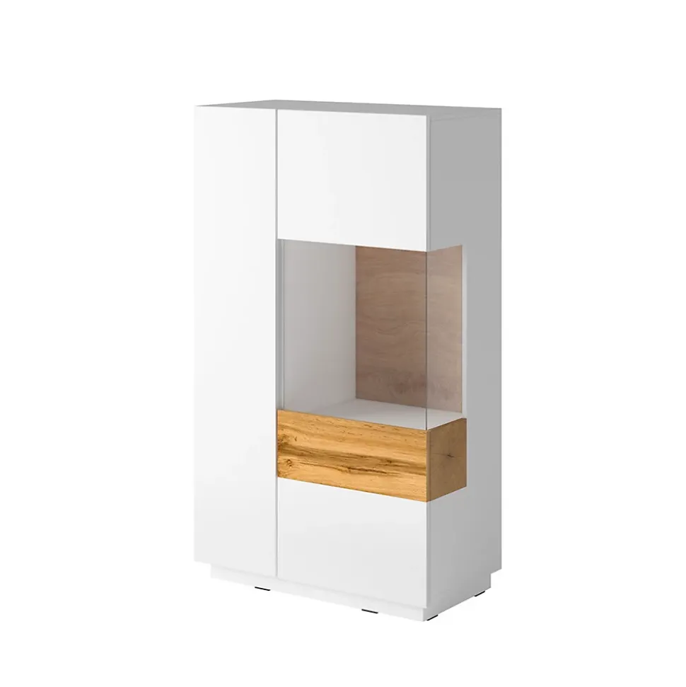 Vaisselier 2 portes ouverture droite Andrea Blanc et Bois