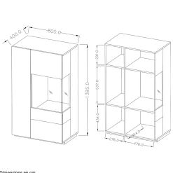 Vaisselier 2 portes ouverture droite Andrea Blanc et Bois