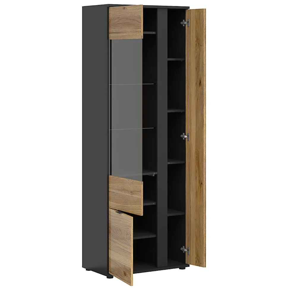 Vaisselier 3 portes Pia Noir et Bois