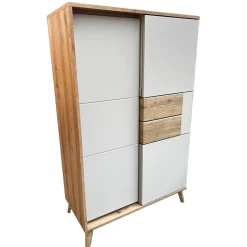 Vaisselier 2 Portes 87x137 Cm En Bois Clair Design Intemporel Blanc