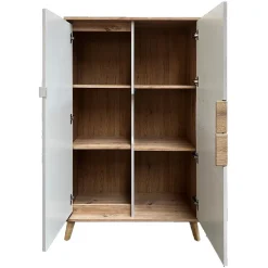 Vaisselier 2 Portes 87x137 Cm En Bois Clair Design Intemporel Blanc