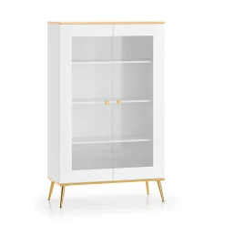 Vaisselier 2 portes Zora Blanc et Dore