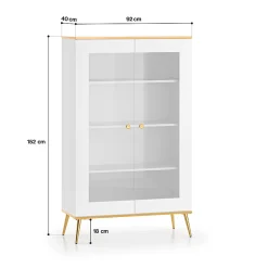 Vaisselier 2 portes Zora Blanc et Dore