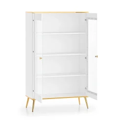 Vaisselier 2 portes Zora Blanc et Dore