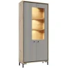 Vaisselier 5 étages En Bois Vitrine Avec Led 89x196 Cm Design Contemporain Gris Congo