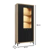 Vaisselier 5 étages En Bois Vitrine Avec Led 89x196 Cm Design Contemporain Noir Mat