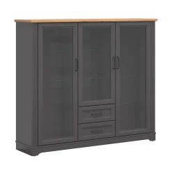 Vaisselier bas 3 portes 2 tiroirs Charlie Gris Anthracite