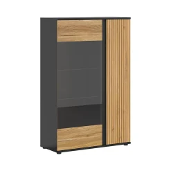 Vaisselier bas 2 portes Pia Noir et Bois