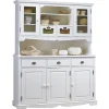 Vaisselier Blanc 5 Portes 5 Tiroirs 11 Niches Style Anglais L 146.6 H 186 P 42.5 cm - L 146.6 x l 42.5 x H 186 cm