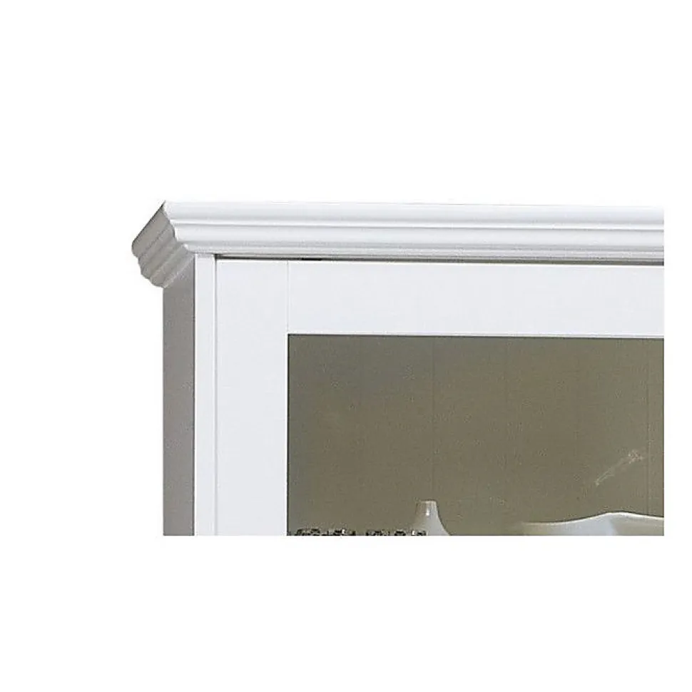 Vaisselier Blanc 4 Portes Coulissantes 2 Tiroirs 5 Niches L 121 H 198.8 P 42.3 cm - L 121 x l 42.3 x H 198.8 cm