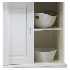 Vaisselier Blanc 4 Portes Coulissantes 2 Tiroirs 5 Niches L 121 H 198.8 P 42.3 cm - L 121 x l 42.3 x H 198.8 cm