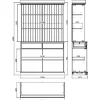 Vaisselier Pin Miel 4 Portes Coulissantes 2 Tiroirs L 121 H 198.8 P 42.3 cm - L 121 x l 42.3 x H 198.8 cm