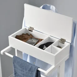 Valet de chambre Lulboll avec boîte ouvrable bois de pin blanc en.casa