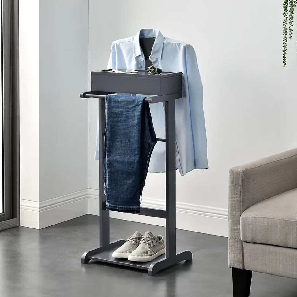 Valet de chambre Lulboll avec boîte ouvrable bois de pin gris en.casa