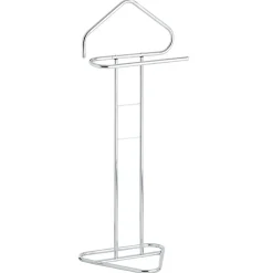Valet de chambre valet de nuit CAMILO chevalet de nuit avec cintre pour veste et portant pour pantalons, en métal chromé