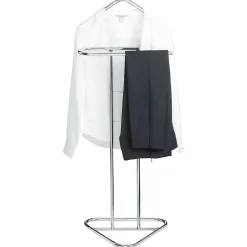 Valet de chambre valet de nuit CAMILO chevalet de nuit avec cintre pour veste et portant pour pantalons, en métal chromé