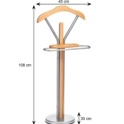 Valet FABIO, en métal laqué et MDF couleur hêtre