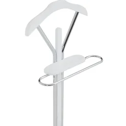Valet GREGOR, en métal chromé et MDF décor blanc mat
