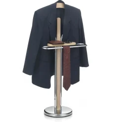 Valet GREGOR, en métal chromé et MDF décor chêne sonoma
