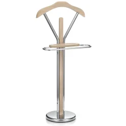 Valet GREGOR, en métal chromé et MDF décor chêne sonoma