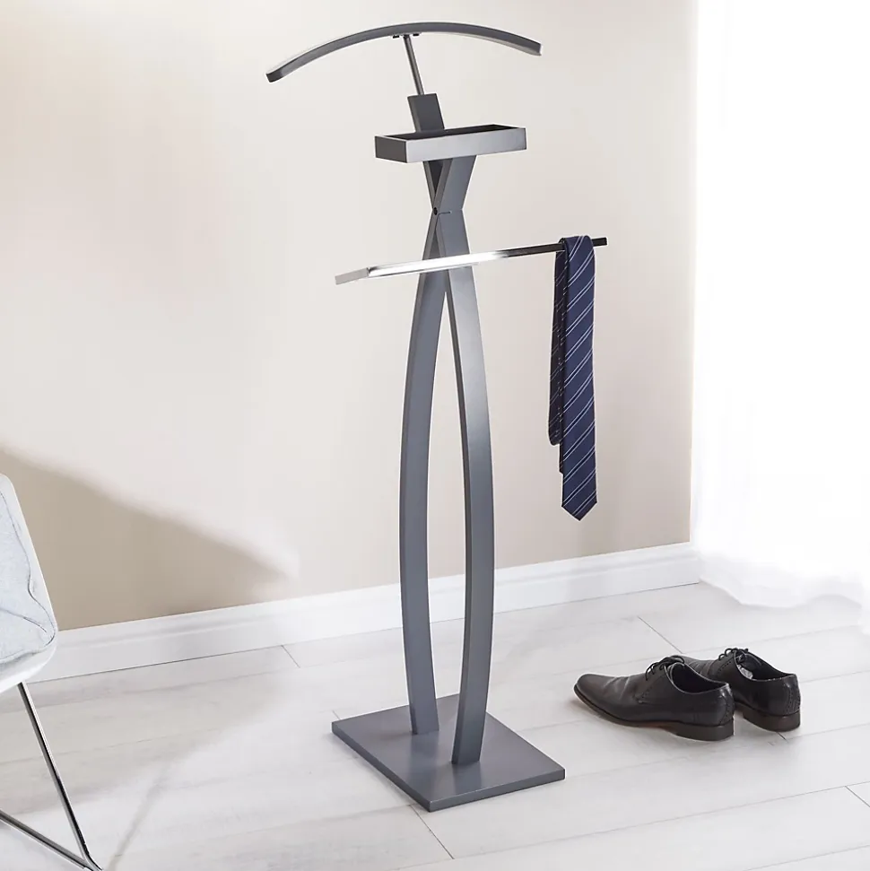 Valet ROBIN, en bois laqué gris