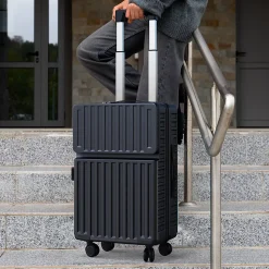 Valise 2 Pièces, Coque Rigide En Abs, Serrure à Combinaison Tsa Et Poignée Télescopique, Noire