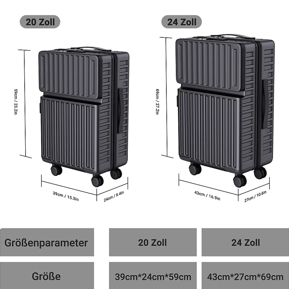 Valise 2 Pièces, Coque Rigide En Abs, Serrure à Combinaison Tsa Et Poignée Télescopique, Noire