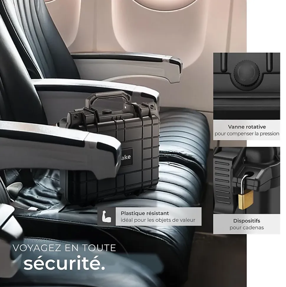 Valise Etanche pour Appareil Photo en coque dure robuste légère noir