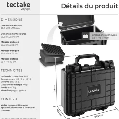 Valise Etanche pour Appareil Photo en coque dure robuste légère noir