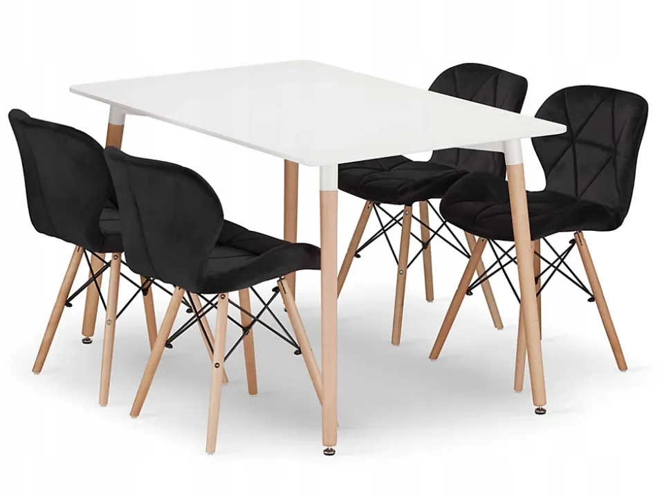 Valora YURO Set de Tables Rectangulaires MDF Hêtre Blanc x4