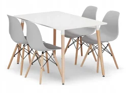 Valora YURO Table Rectangulaire 120x80 Blanc + 4 Chaises OSAKA Grises