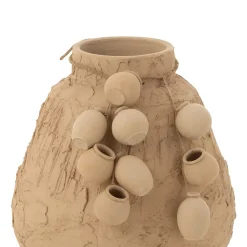 Vase décoratif texturé en papier mâché (35x35x45 cm - Naturel)