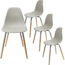 VERANA - Ensemble Table en Verre + 4 Chaises PP Gris