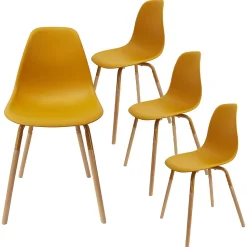 VERANA - Ensemble Table en Verre + 4 Chaises PP Jaune