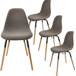 VERANA - Pack Table en Verre + 4 Chaises Gris Chiné Foncé