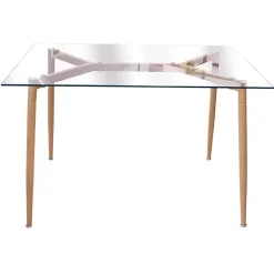 VERANA - Pack Table en Verre + 4 Chaises Gris Chiné Foncé