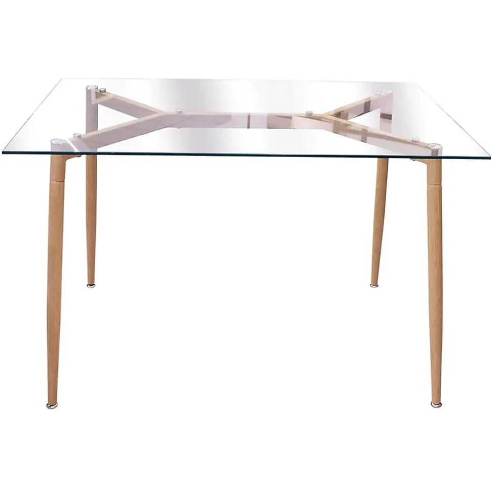 VERANA - Pack Table en Verre + 4 Chaises Gris Chiné Foncé