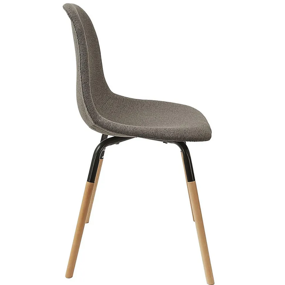 VERANA - Pack Table en Verre + 4 Chaises Gris Chiné Foncé