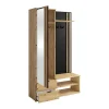 Vestiaire avec miroir et rangements - Naturel et Noir - JANAKIA