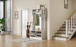 Vestiaire De Rangement - 6 Cintres, 1 Porte, 4 Casiers - Blanc,Mettre dans vestiaires
