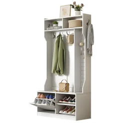 Vestiaire De Rangement - 6 Cintres, 1 Porte, 4 Casiers - Blanc,Mettre dans vestiaires