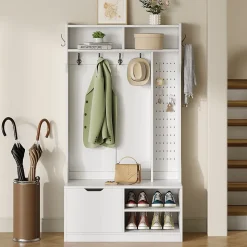 Vestiaire De Rangement - 6 Cintres, 1 Porte, 4 Casiers - Blanc,Mettre dans vestiaires