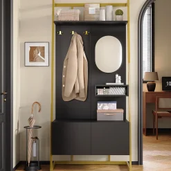 Vestiaire De Rangement - Miroir, Banc, Porte-chaussures - Mettre dans vestiaires,noir