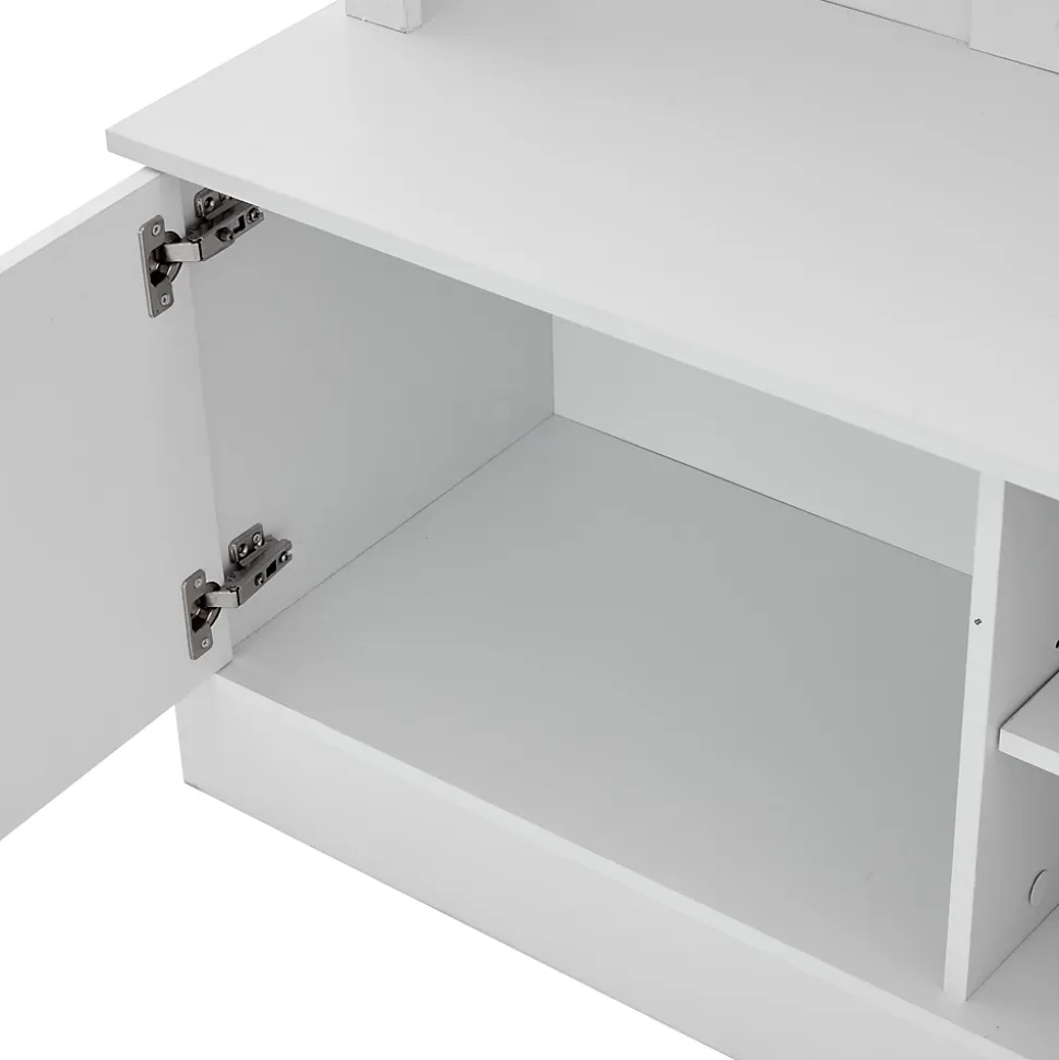 Vestiaire d'entrée - Banc et Portemanteau avec Étagères Réglables et Meuble à Chaussures, Blanc, 120x40x190 cm