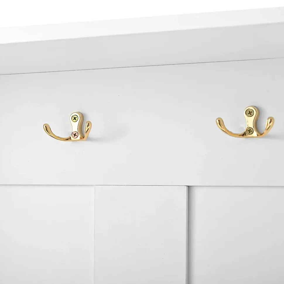 Vestiaire d'Entrée - Meuble d'Entrée avec Banc Assise et Patères, Rangement Pratique, Bois MDF Blanc 120x40x191 cm
