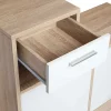 Vestiaire d'entrée avec miroir PAULIN design hêtre portes blanches