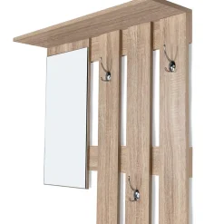 Vestiaire d'entrée avec miroir PAULIN design hêtre portes blanches