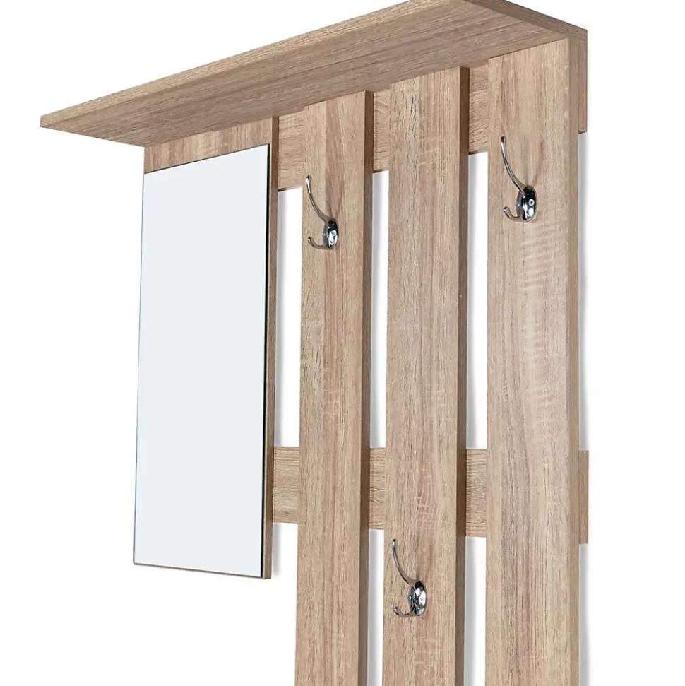 Vestiaire d'entrée avec miroir PAULIN design hêtre portes blanches