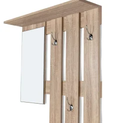 Vestiaire d'entrée avec miroir PAULIN design hêtre portes noires
